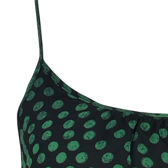Theory 100% Silk Green Dot-Print Lined Camisole Top Spaghetti Straps Size P/XS - Picture 5 of 15